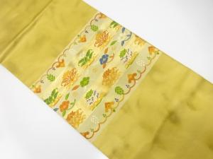 横段に草花模様織り出し　名古屋帯